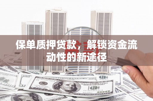 怀化保单质押贷款，解锁资金流动性的新途径